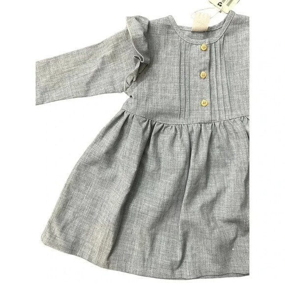 Korango Kid's Gray Button Up Fit & Flare Modern‎ Vintage Dress Size 6-12 Month - Picture 6 of 7
